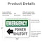 Signmission Power Shutoff (Left Arrow) With Symbol, 10 in W x Rectangle, Plastic OS-2PACK-EM-P-710-L-10408 - alternate 6